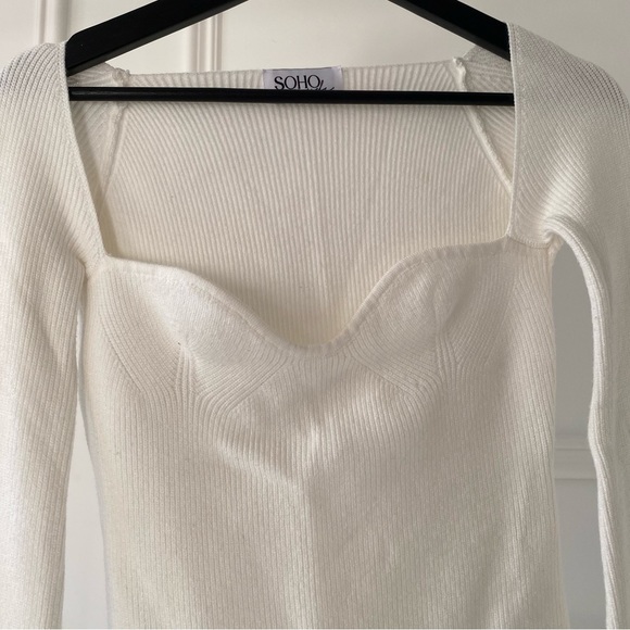 Knit Long Sleeve Open Neck Top - Picture 3 of 4